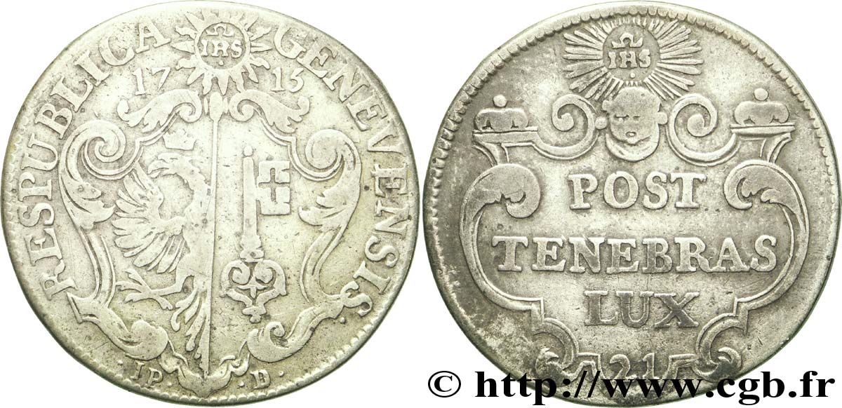 SWITZERLAND - REPUBLIC OF GENEVA 21 Sols République de Genève 1715  VF 