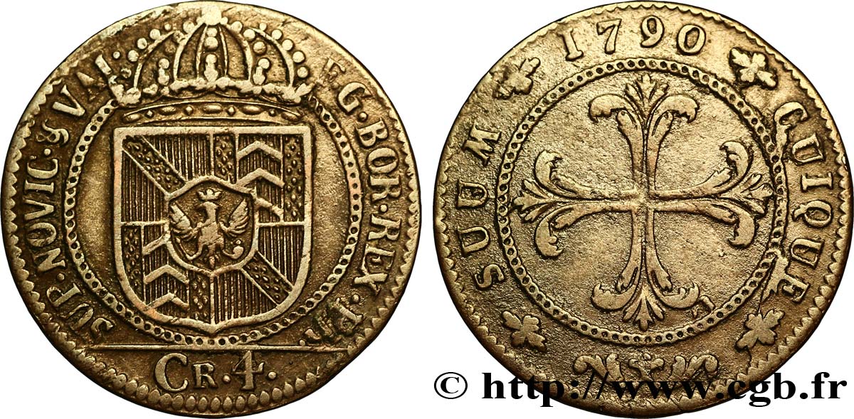 SUIZA - CANTÓN DE NEUCHATEL 4 Kreuzer (1 Batzen) Frédéric Guillaume II 1790  MBC 