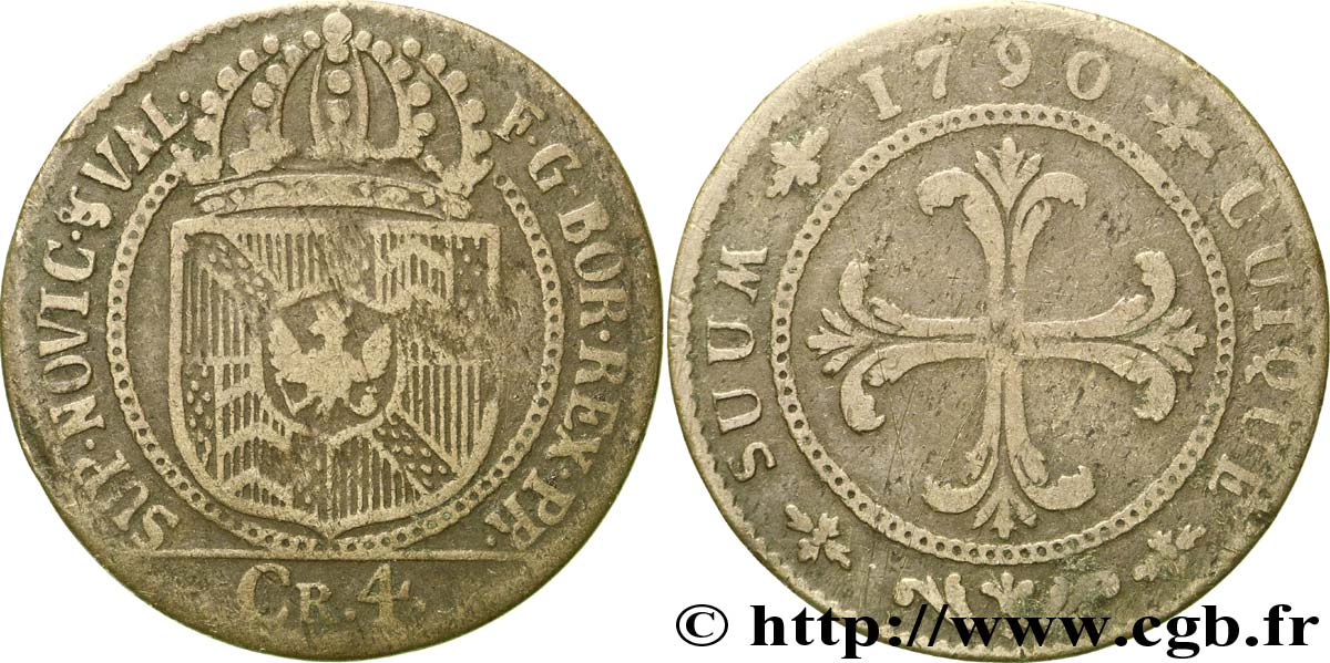 SVIZZERA - CANTON NEUCHATEL 4 Kreuzer (1 Batzen) Frédéric Guillaume II 1790  MB 