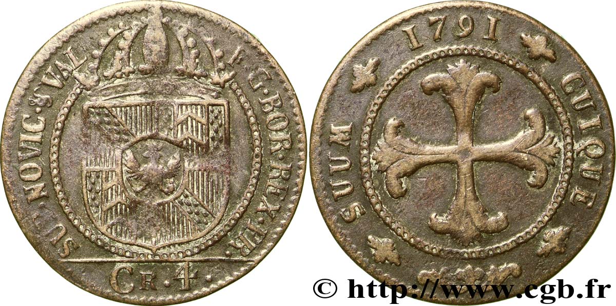 SWITZERLAND - CANTON OF NEUCHATEL 1 Batzen (4 Kreuzer) 1791  VF 