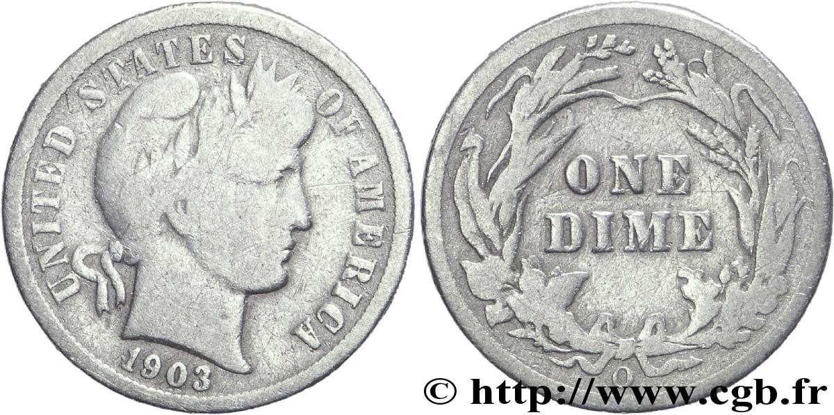UNITED STATES OF AMERICA 1 Dime Barber 1903 Nouvelle-Orléans F 