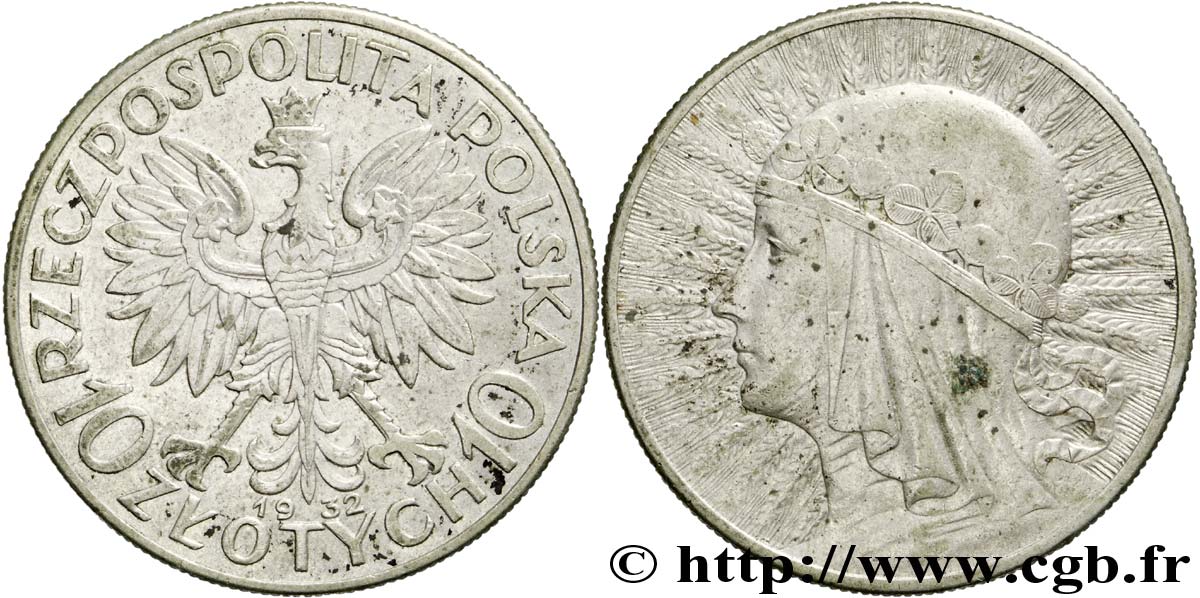 POLOGNE 10 Zlotych reine Jadwiga 1932 Londres SUP 
