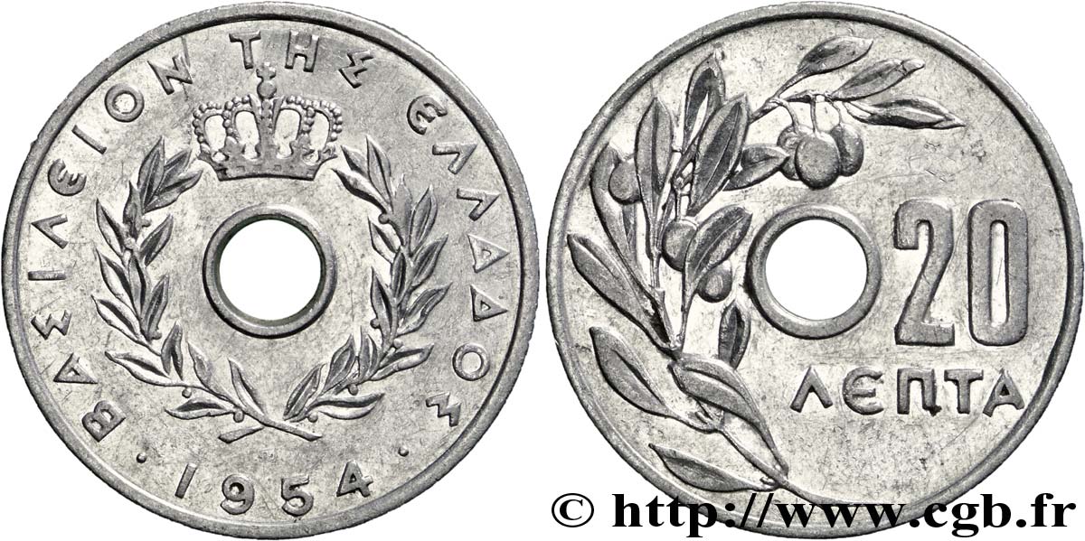 GRECIA 20 Lepta 1954  SPL 