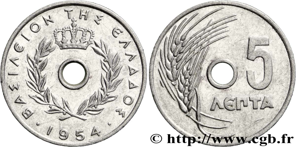 GREECE 5 Lepta 1954  AU 