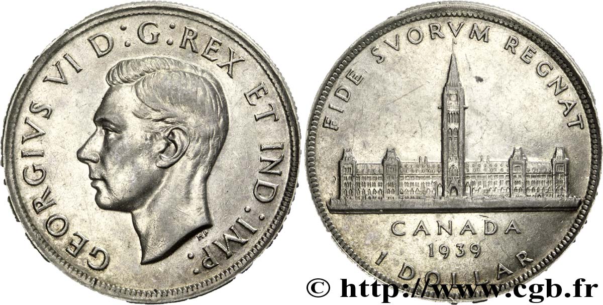 CANADA 1 Dollar Georges VI / visite royale au parlement 1939  AU 