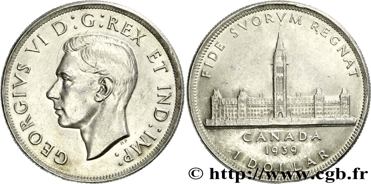 KANADA 1 Dollar Georges VI / visite royale au parlement 1939  VZ 