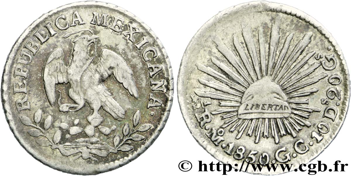 MEXICO 1/2 Real aigle / bonnet phrygien GC 1850 Mexico - M° AU 