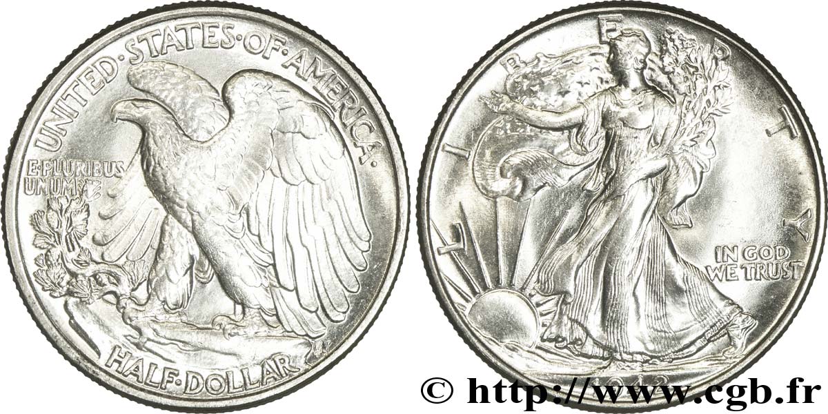 STATI UNITI D AMERICA 1/2 Dollar Walking Liberty 1942 Philadelphie MS 