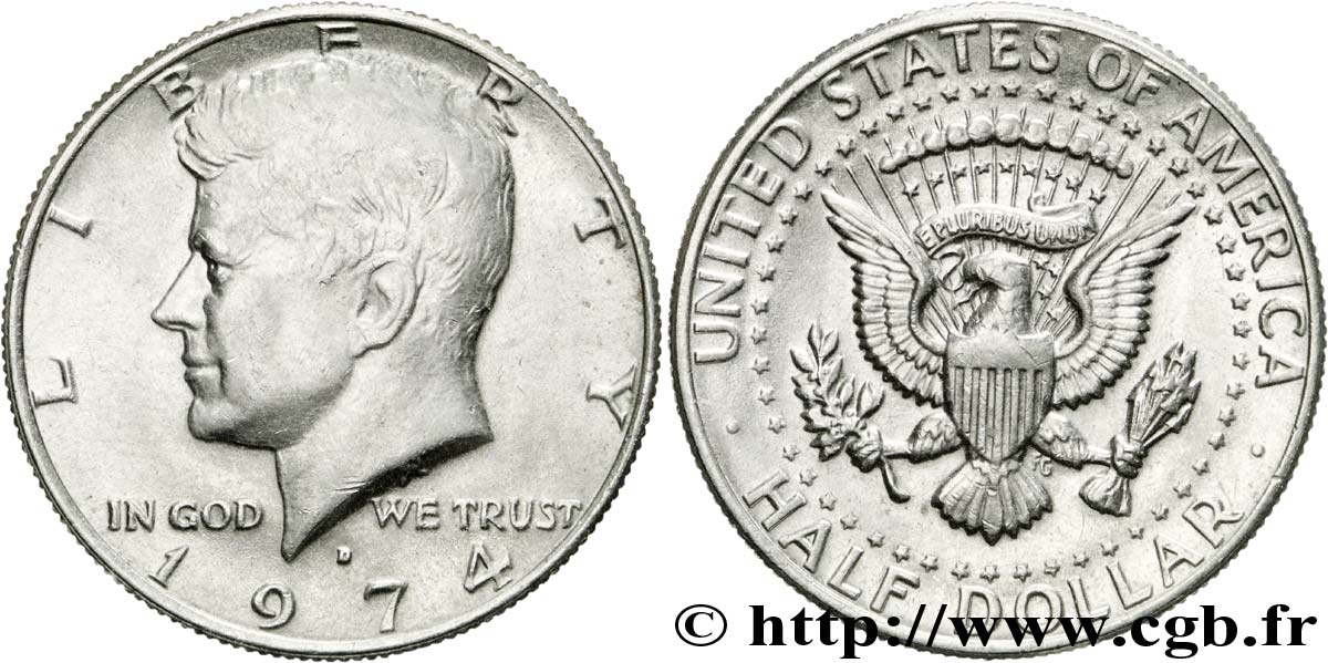 UNITED STATES OF AMERICA 1/2 Dollar Kennedy 1974 Denver AU 