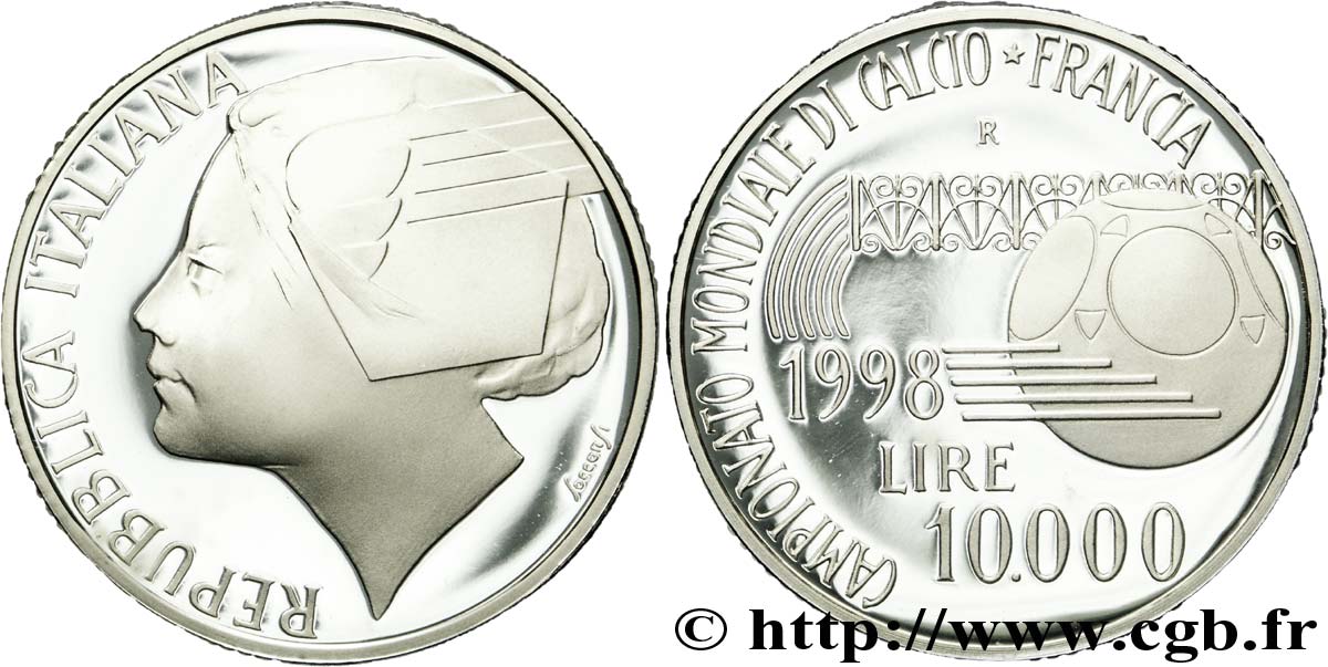 ITALIA 10000 Lire BE Coupe du Monde de football France 98 1998 Rome - R FDC 