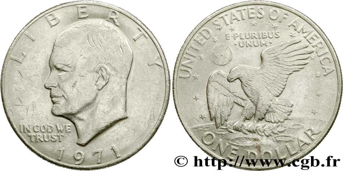 ÉTATS-UNIS D AMÉRIQUE 1 Dollar Eisenhower  1971 Philadelphie TB 