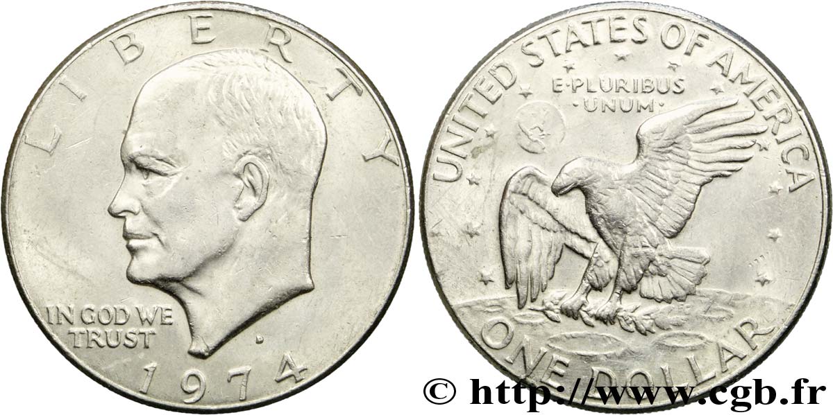 ÉTATS-UNIS D AMÉRIQUE 1 Dollar Eisenhower  1974 Denver TTB+ 