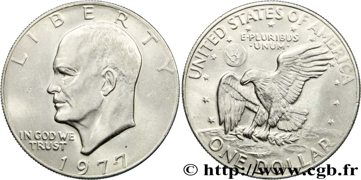 ESTADOS UNIDOS DE AMÉRICA 1 Dollar Eisenhower / aigle posé sur la Lune 1977 Philadelphie EBC 