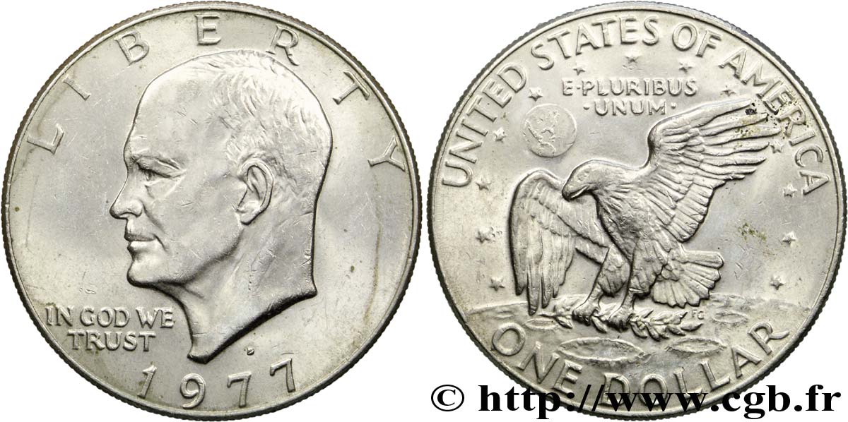 STATI UNITI D AMERICA 1 Dollar Eisenhower / aigle posé sur la Lune 1977 Denver q.SPL 