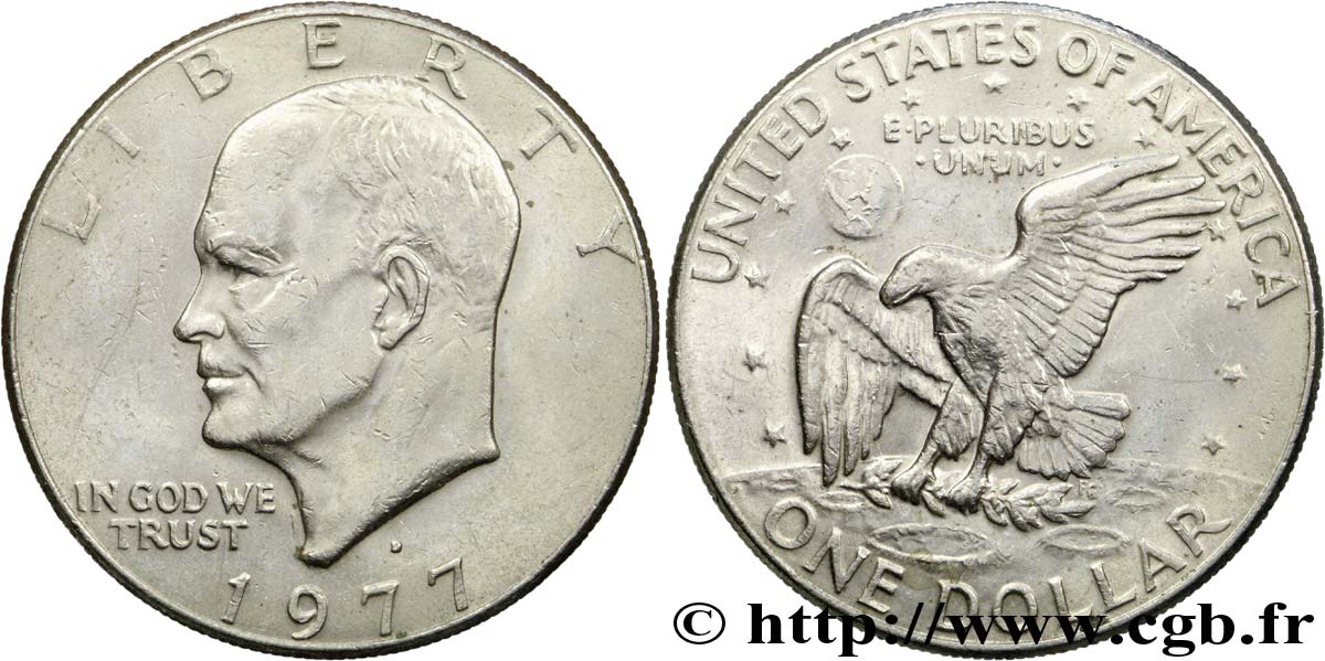 ESTADOS UNIDOS DE AMÉRICA 1 Dollar Eisenhower / aigle posé sur la Lune 1977 Denver MBC+ 
