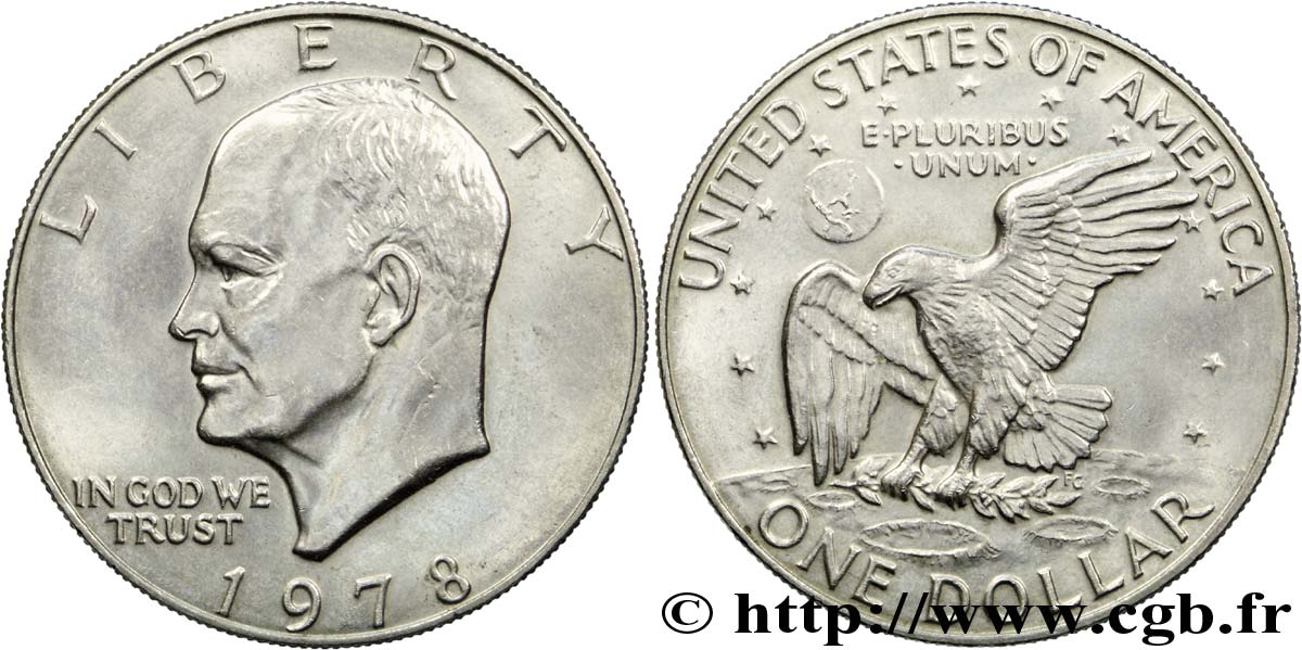 STATI UNITI D AMERICA 1 Dollar Eisenhower / aigle posé sur la Lune 1978 Philadelphie SPL 