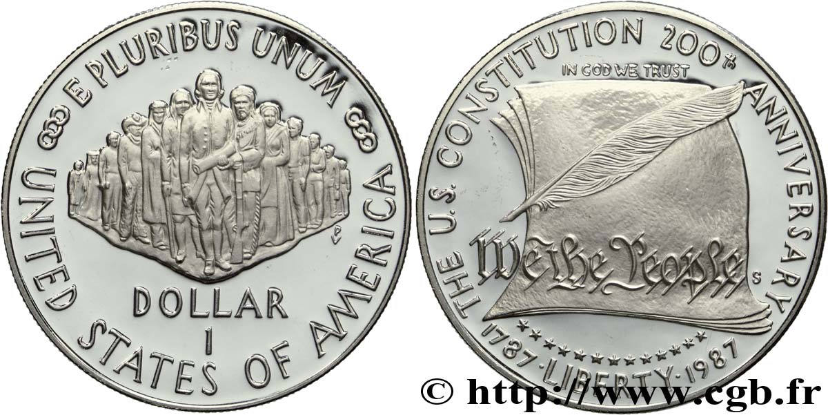 STATI UNITI D AMERICA 1 Dollar BE Bicentennaire de la constitution 1987 San Francisco - S MS 