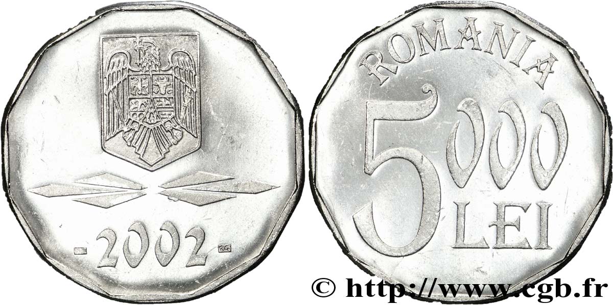 ROMANIA 5000 Lei emblème 2002  MS 