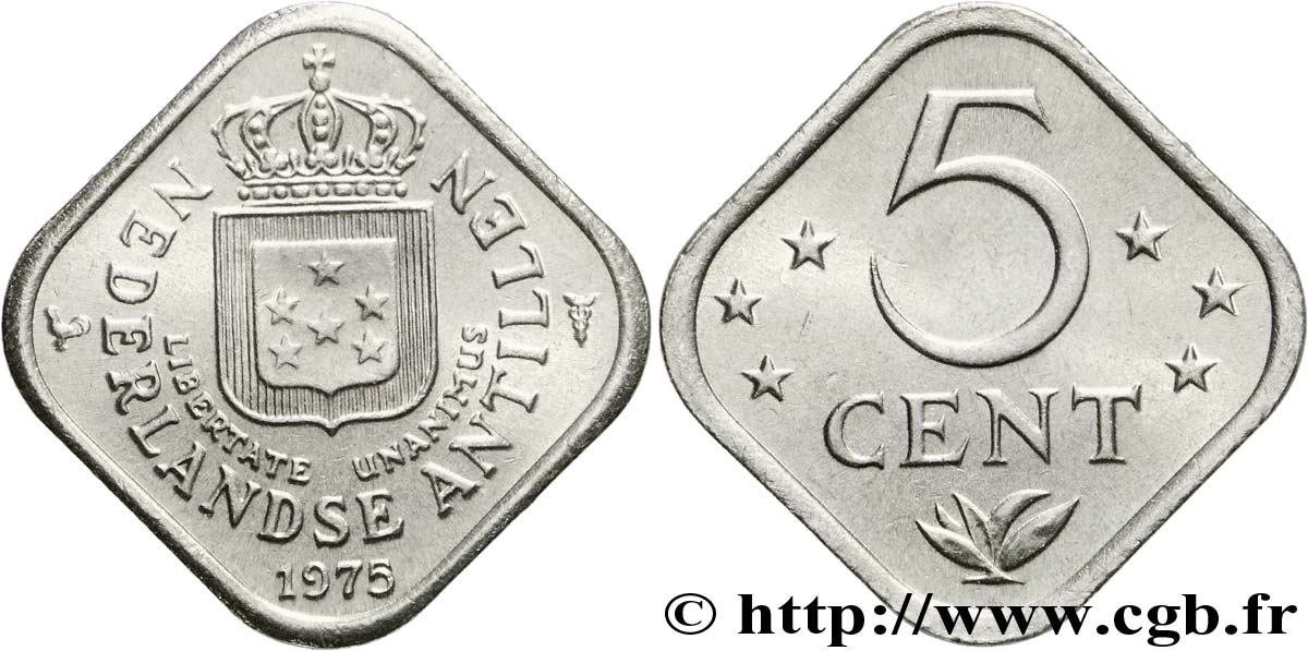 NETHERLANDS ANTILLES 5 Cent emblème 1975 Utrecht MS 