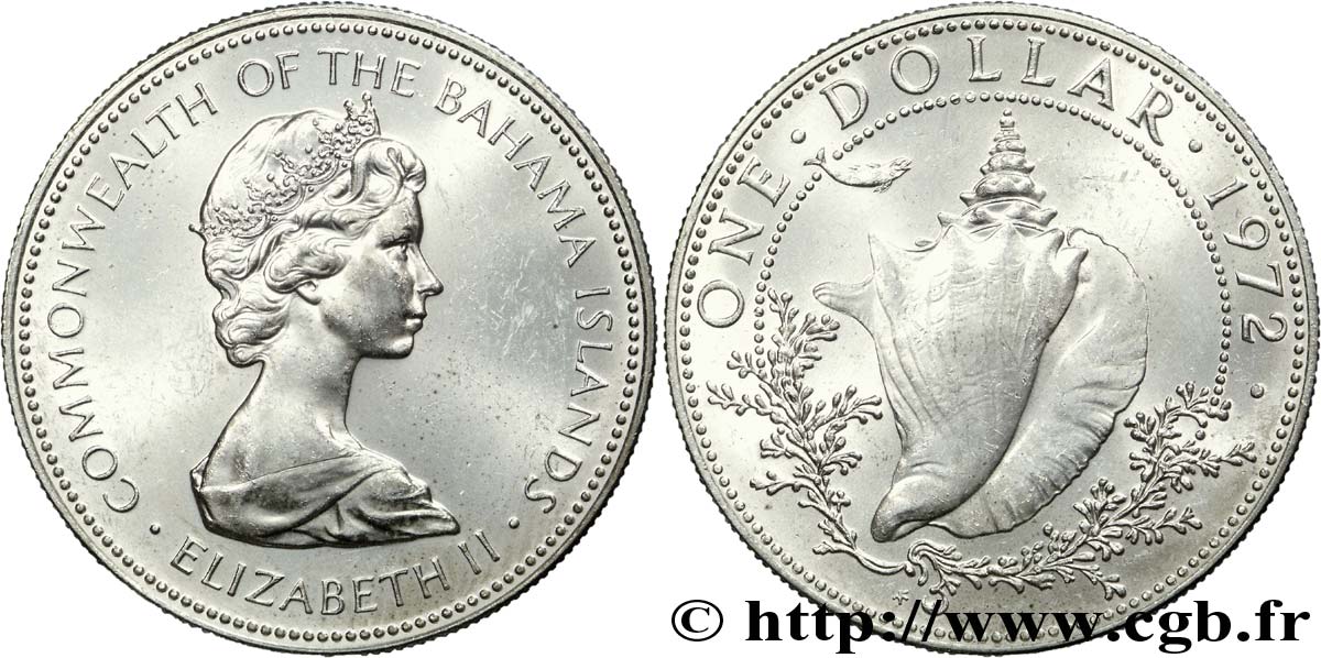BAHAMAS 1 Dollar Elisabeth II 1972 Franklin Mint AU 