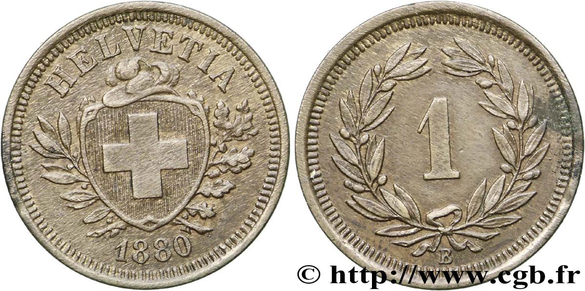 SUIZA 1 Centime Croix Suisse 1880 Berne - B EBC 