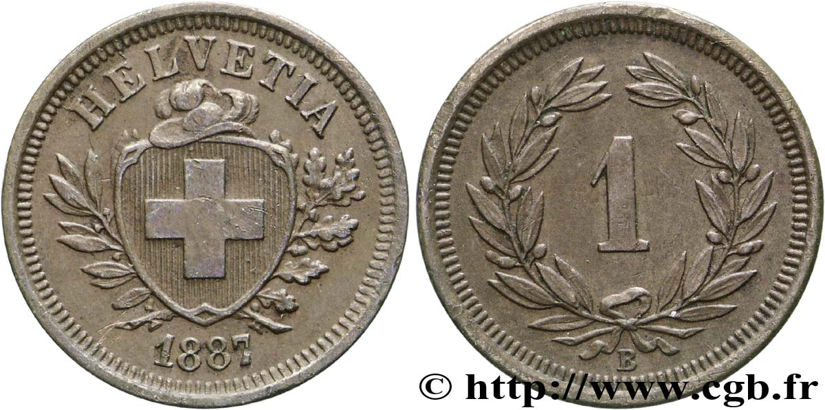 SUIZA 1 Centime Croix Suisse 1887 Berne - B EBC 