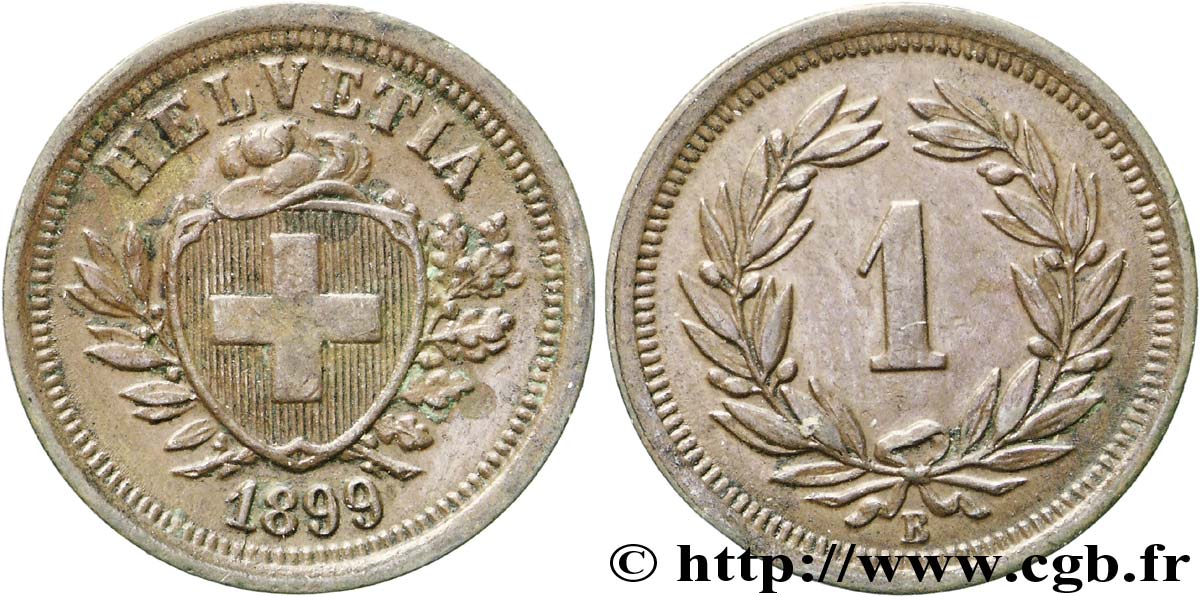 SUIZA 1 Centime Croix Suisse 1899 Berne - B EBC 