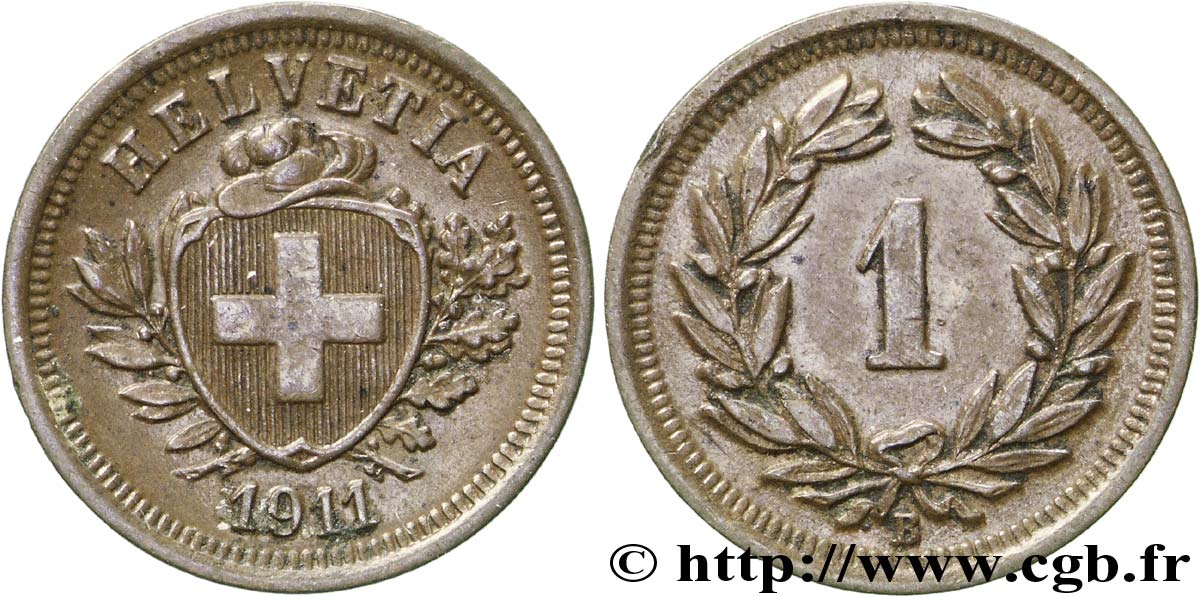 SVIZZERA  1 Centime Croix Suisse 1911 Berne - B SPL 