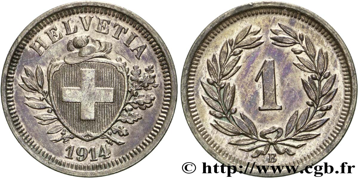 SUIZA 1 Centime Croix Suisse 1914 Berne - B EBC 