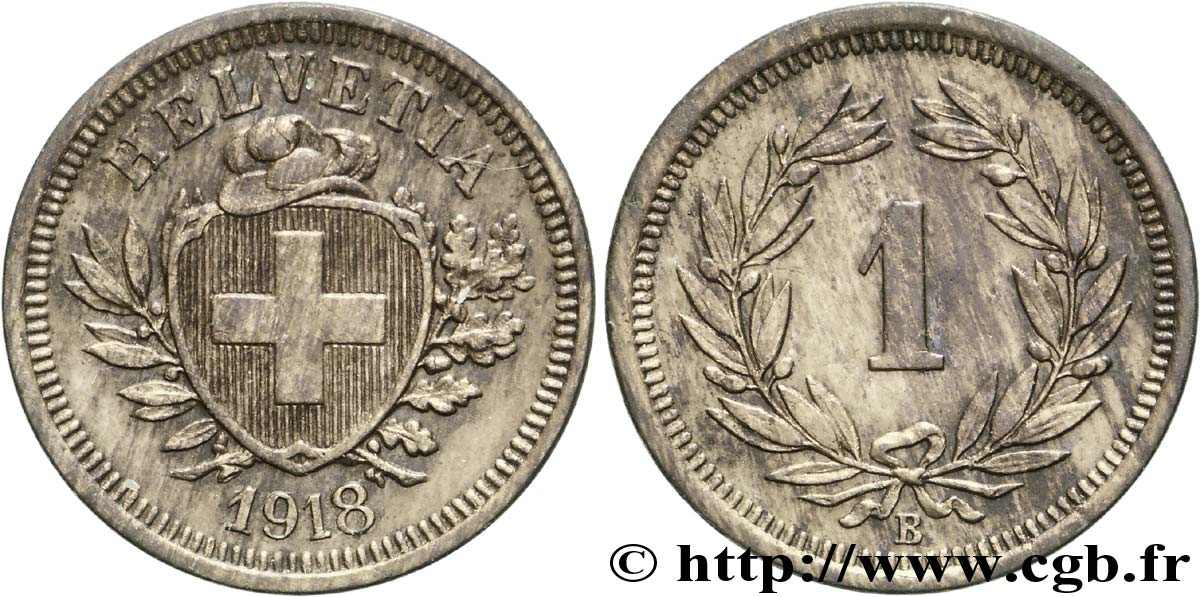 SUIZA 1 Centime Croix Suisse 1918 Berne - B EBC 