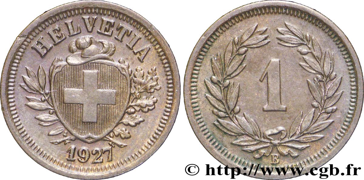 SUIZA 1 Centime Croix Suisse 1927 Berne - B EBC 