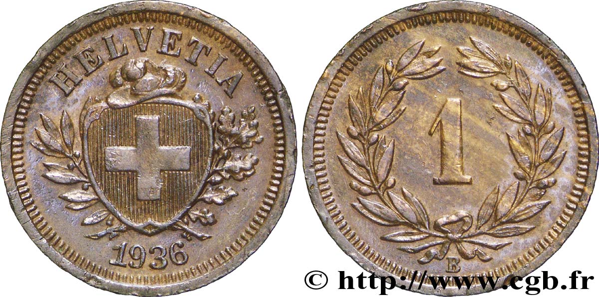 SUIZA 1 Centime Croix Suisse 1936 Berne - B EBC 