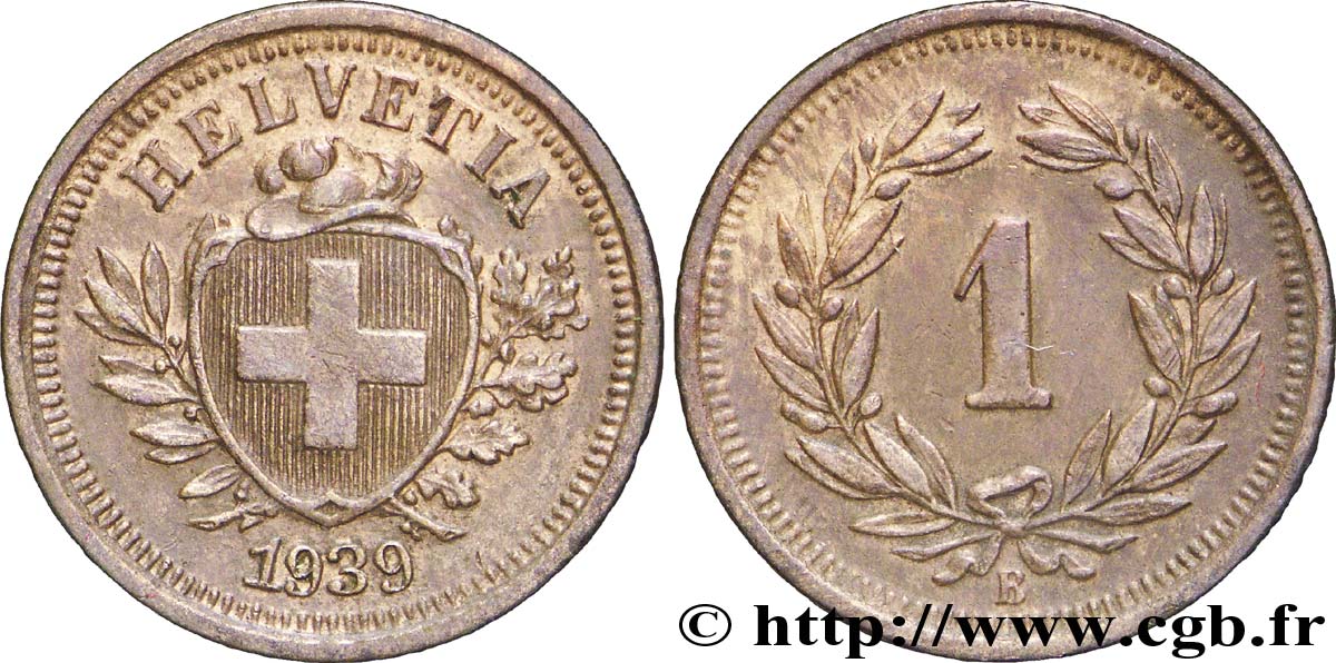 SWITZERLAND 1 Centime Croix Suisse 1939 Berne - B AU 