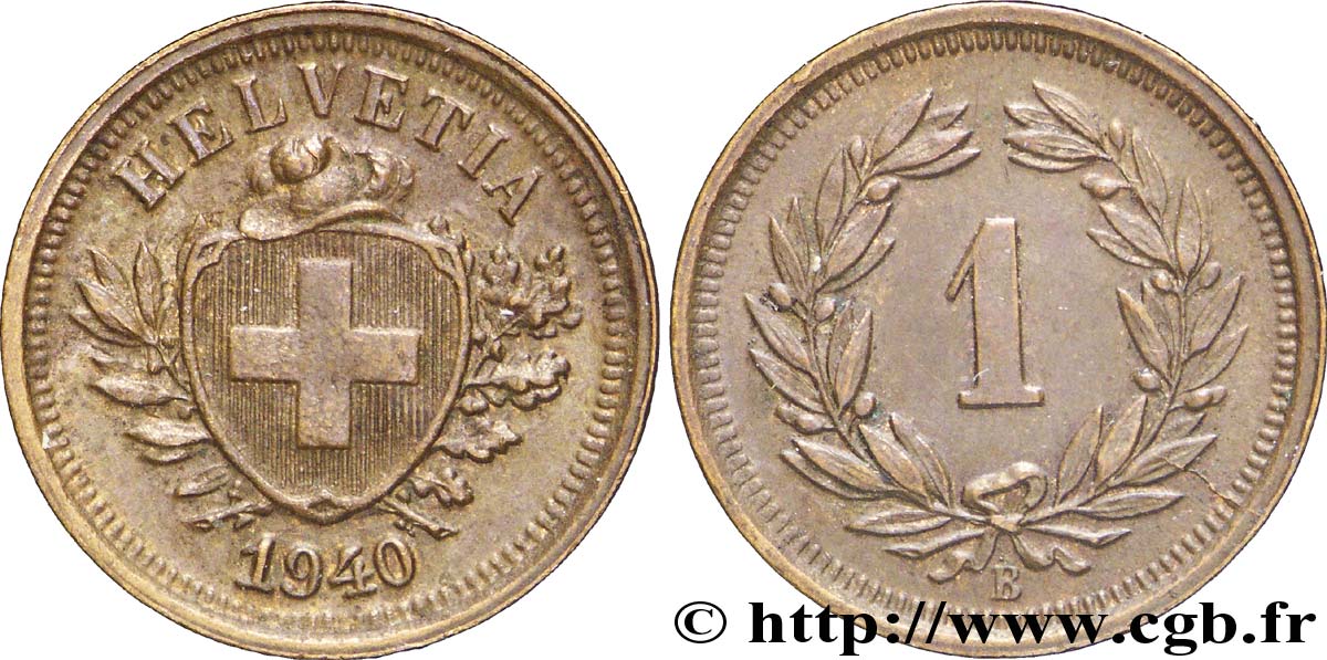 SUIZA 1 Centime Croix Suisse 1940 Berne - B EBC 