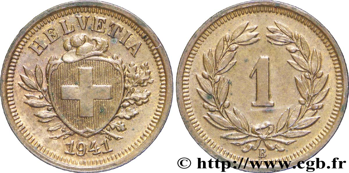 SUIZA 1 Centime Croix Suisse 1941 Berne - B EBC 