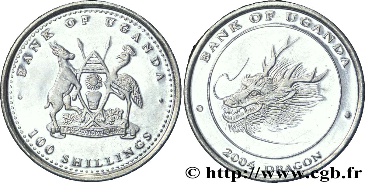 UGANDA 100 Shillings série horoscope chinois : emblème / dragon 2004  MS 