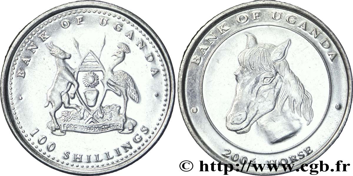 UGANDA 100 Shillings série horoscope chinois : emblème / cheval 2004  MS 