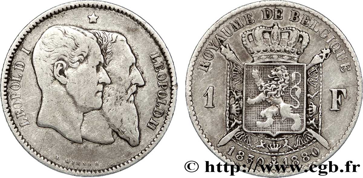 BELGIO 1 Franc 50e anniversaire de l’indépendance 1880  q.BB 