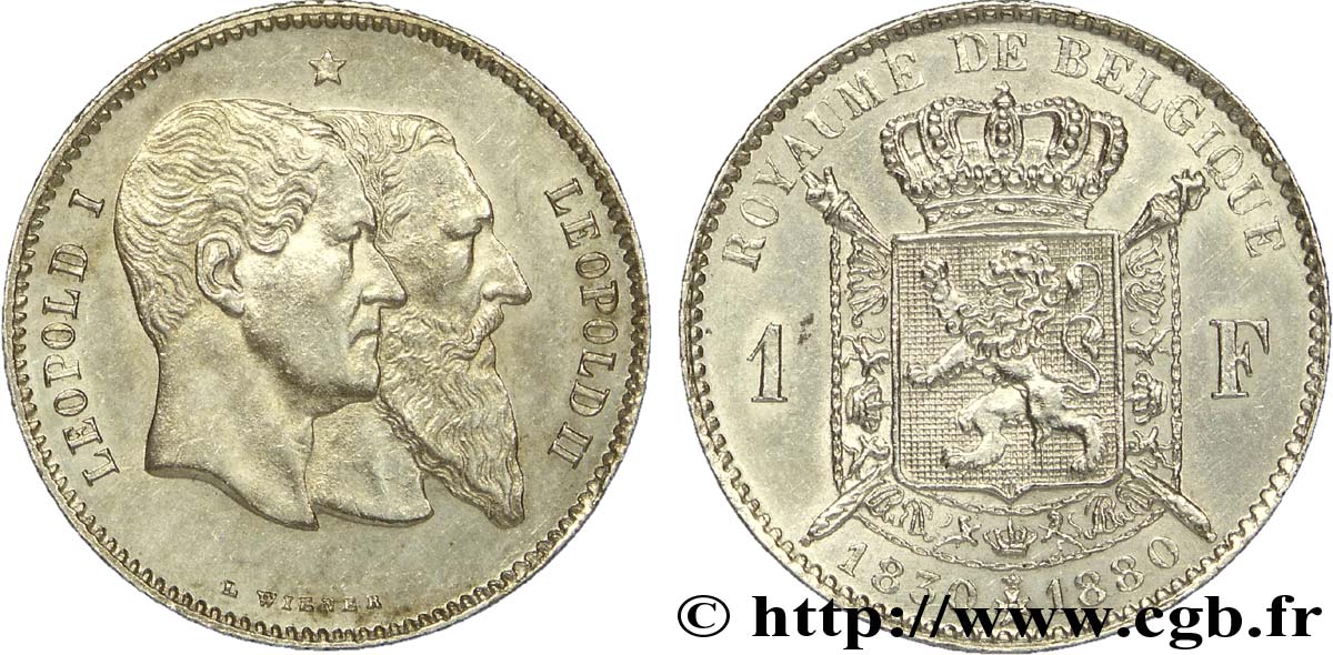 BELGIO 1 Franc 50e anniversaire de l’indépendance 1880  SPL 