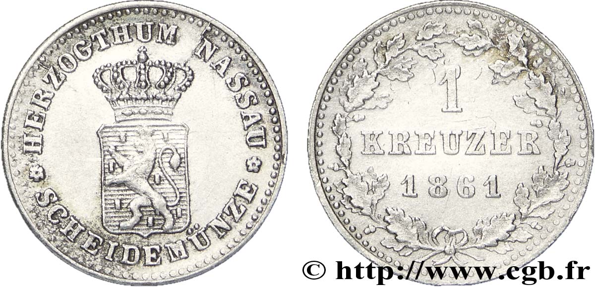 ALEMANIA - NASSAU 1 Kreuzer 1861  EBC/MBC 