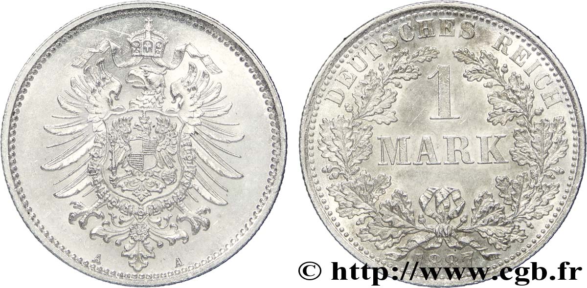 DEUTSCHLAND 1 Mark Empire aigle impérial 1887 Berlin VZ 