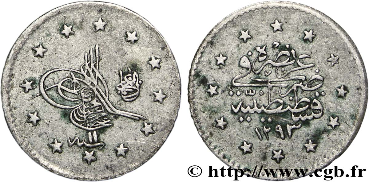 TURCHIA 1 Kurush au nom de Abdul Hamid II an AH1283 / 11 1885 Constantinople SPL 