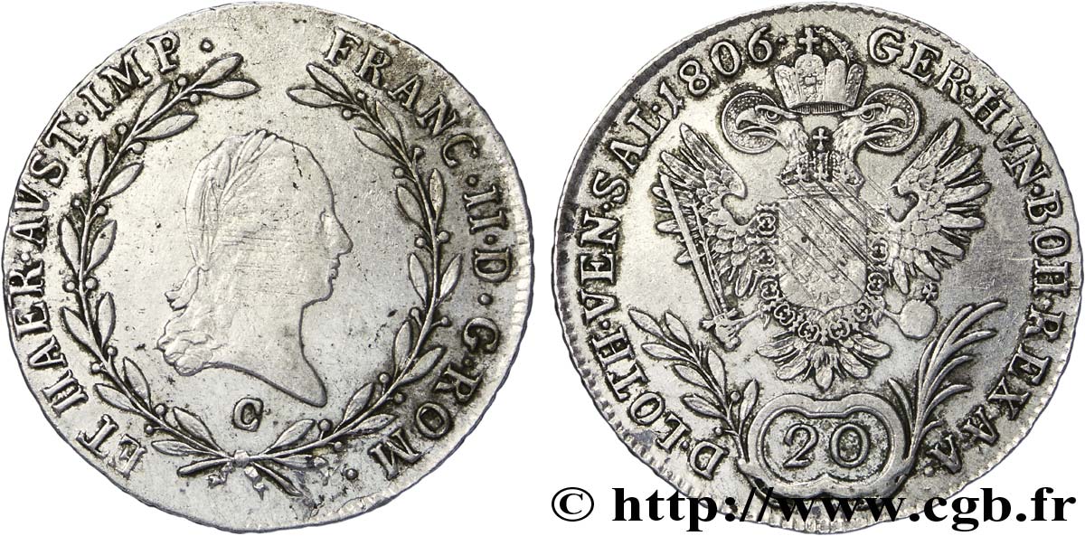 AUSTRIA 20 Kreuzer François Ier / aigle bicéphale 1806 C BB 