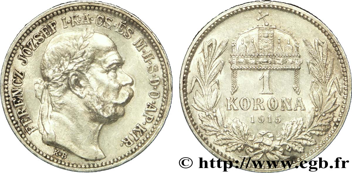 HUNGARY 1 Korona François-Joseph / couronne de St Etienne 1915  AU 