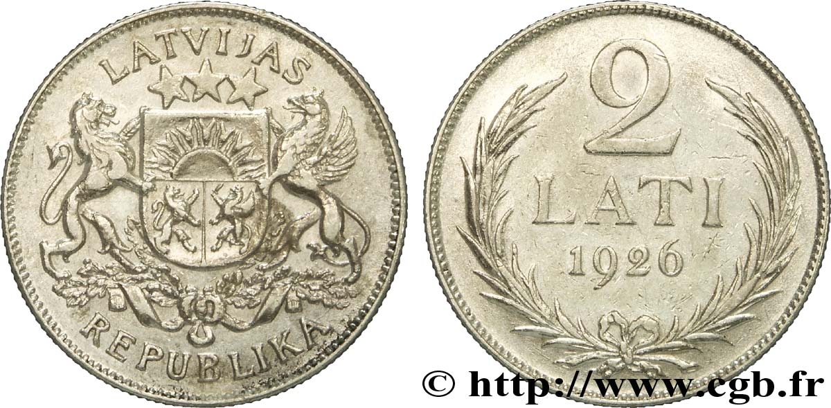 LATVIA 2 Lati 1926  AU 