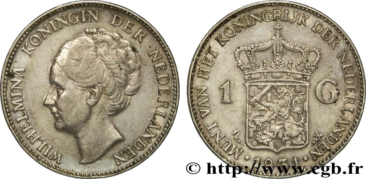 NIEDERLANDE 1 Gulden Wilhelmina 1931  fVZ 