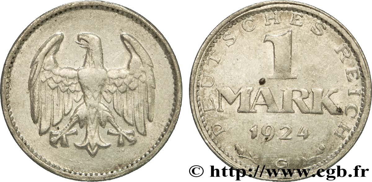 DEUTSCHLAND 1 Mark aigle 1924 Karlsruhe - G SS 