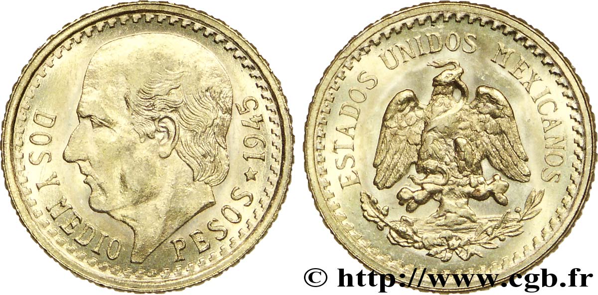 MEXICO 2 Pesos or Aigle du Mexique 1945 Mexico MS 