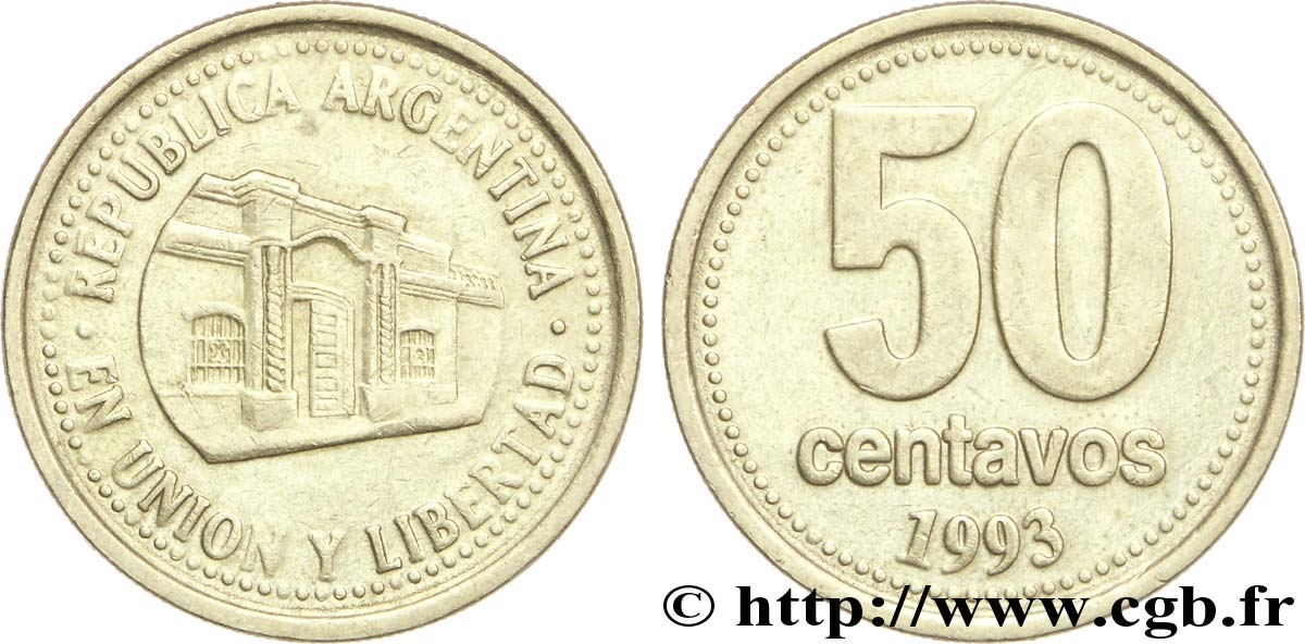 ARGENTINA 50 Centavos Palais provincial de Tucuman 1993  EBC 