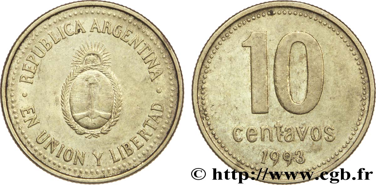 ARGENTINA 10 Centavos emblème 1993  EBC 